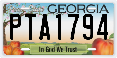 GA license plate PTA1794
