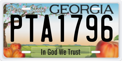 GA license plate PTA1796