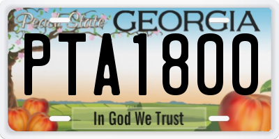 GA license plate PTA1800
