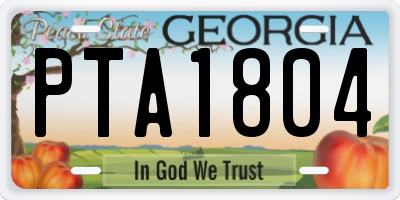 GA license plate PTA1804