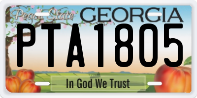 GA license plate PTA1805
