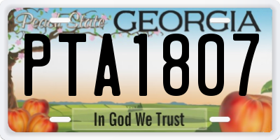 GA license plate PTA1807