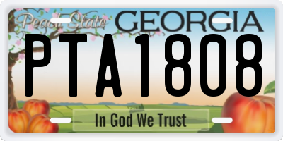 GA license plate PTA1808