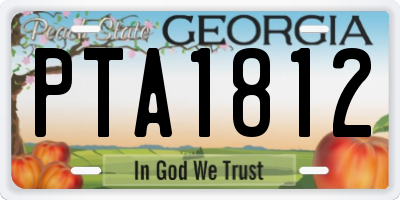 GA license plate PTA1812