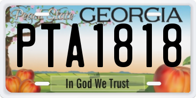 GA license plate PTA1818