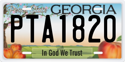 GA license plate PTA1820