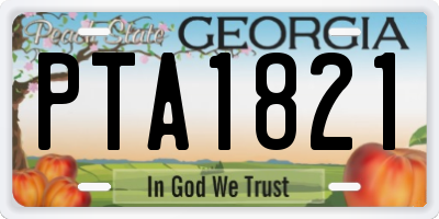 GA license plate PTA1821