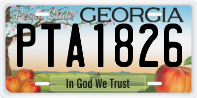 GA license plate PTA1826