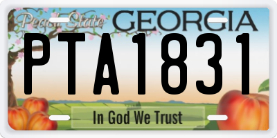 GA license plate PTA1831