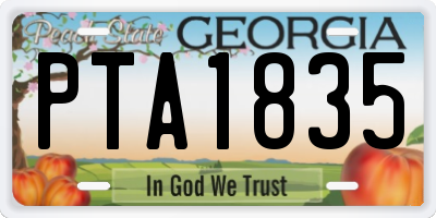 GA license plate PTA1835