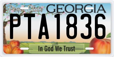 GA license plate PTA1836