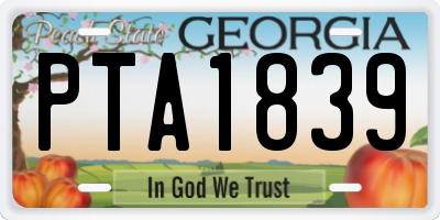 GA license plate PTA1839