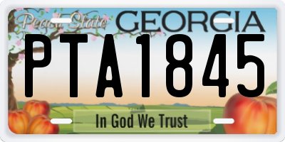 GA license plate PTA1845