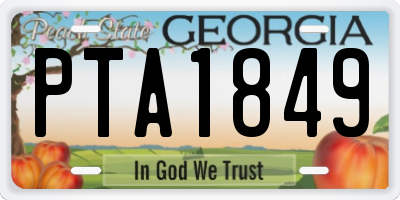 GA license plate PTA1849