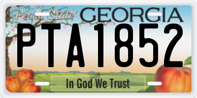 GA license plate PTA1852