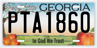 GA license plate PTA1860