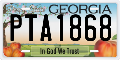 GA license plate PTA1868