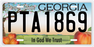 GA license plate PTA1869
