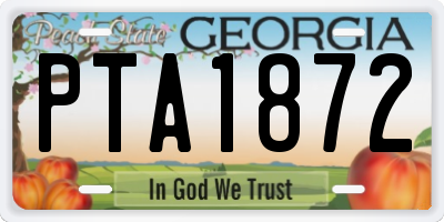 GA license plate PTA1872