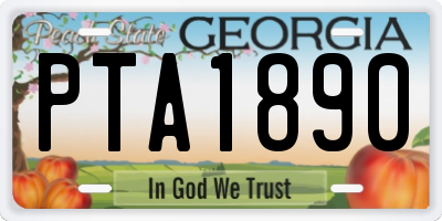 GA license plate PTA1890