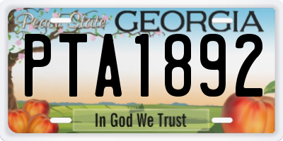 GA license plate PTA1892