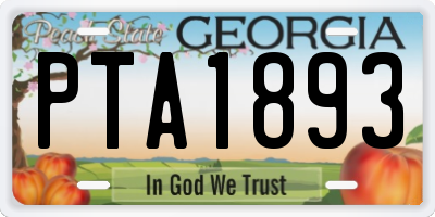 GA license plate PTA1893