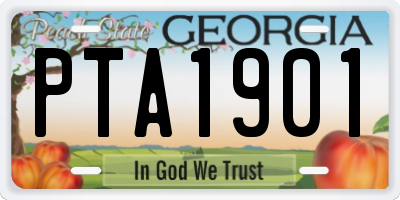 GA license plate PTA1901