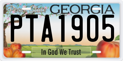 GA license plate PTA1905