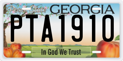 GA license plate PTA1910