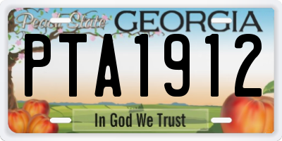 GA license plate PTA1912