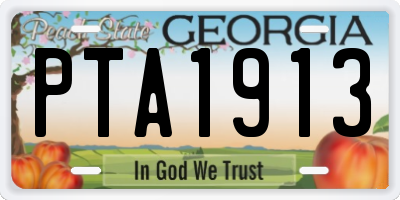 GA license plate PTA1913