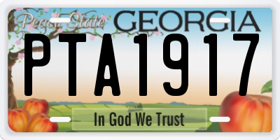 GA license plate PTA1917