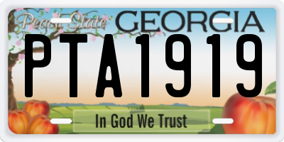 GA license plate PTA1919