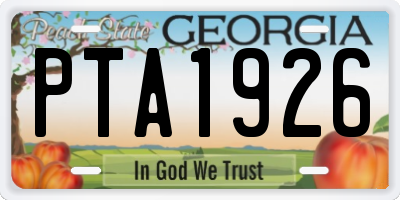 GA license plate PTA1926