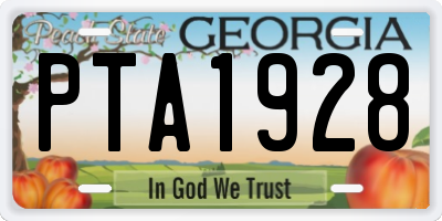 GA license plate PTA1928
