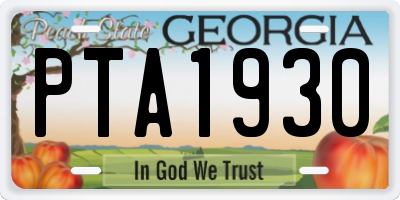 GA license plate PTA1930