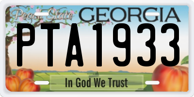 GA license plate PTA1933