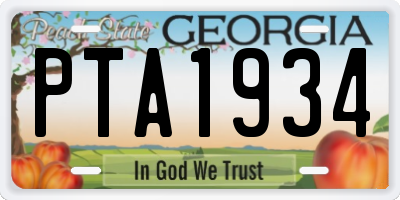 GA license plate PTA1934
