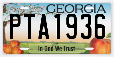 GA license plate PTA1936