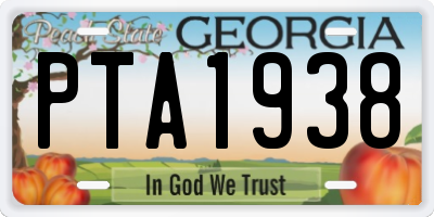 GA license plate PTA1938