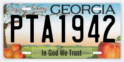GA license plate PTA1942