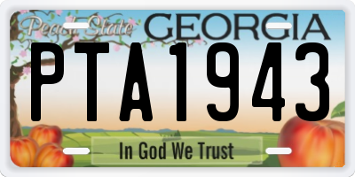 GA license plate PTA1943