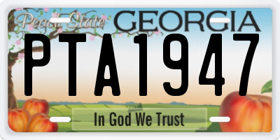 GA license plate PTA1947