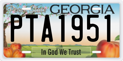 GA license plate PTA1951