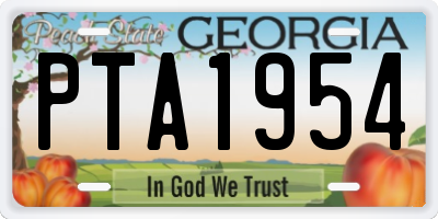 GA license plate PTA1954