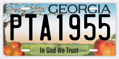 GA license plate PTA1955