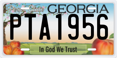 GA license plate PTA1956