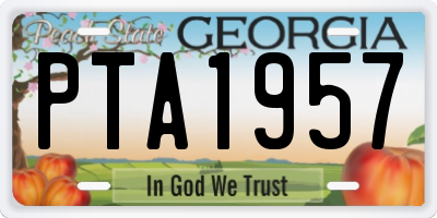 GA license plate PTA1957