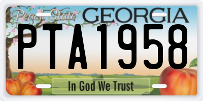 GA license plate PTA1958