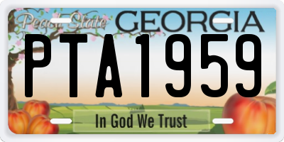 GA license plate PTA1959